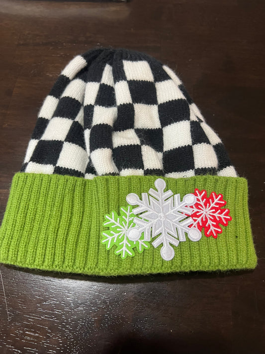 Green Beanie - 3 snowflakes