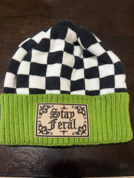 Green Beanie - Stay Feral