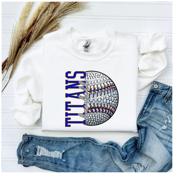 Baseball Glitter Sparkles - Crewneck West Mifflin Titans