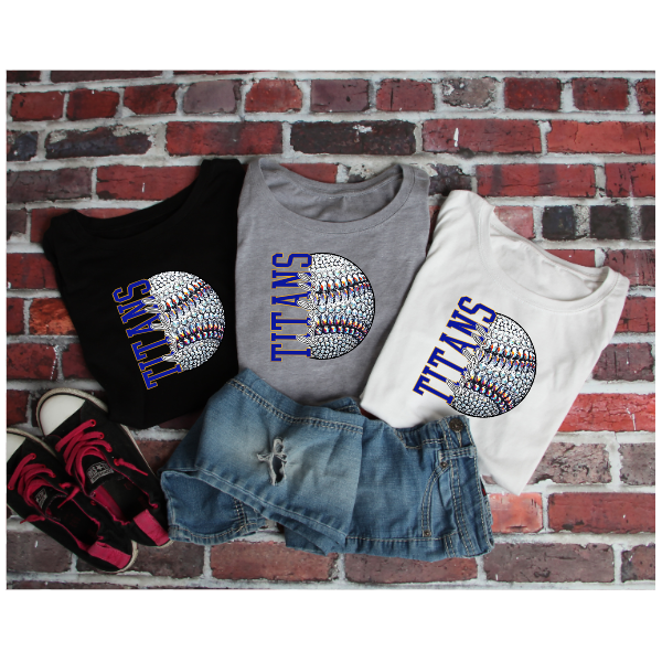 Baseball Glitter Sparkles - Tshirt West Mifflin Titans
