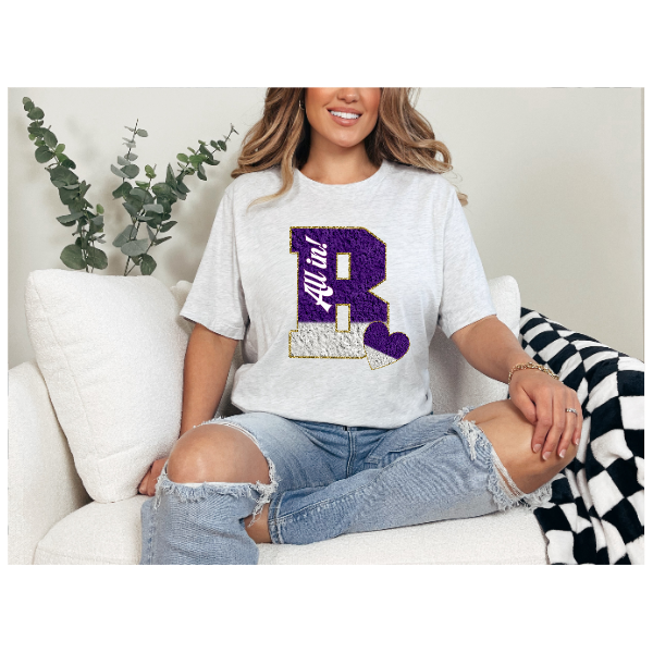Printed School Spirit Varsity Letters - Baldwin All In Tshirt