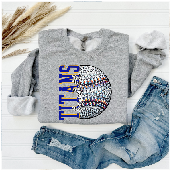 Baseball Glitter Sparkles - Crewneck West Mifflin Titans