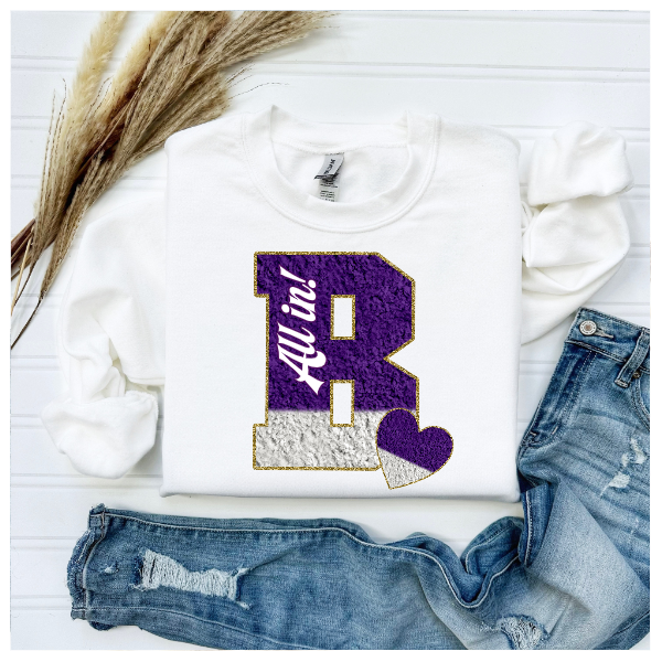 Printed School Spirit Varsity Letters - Moon Crewneck (Not Pictured)