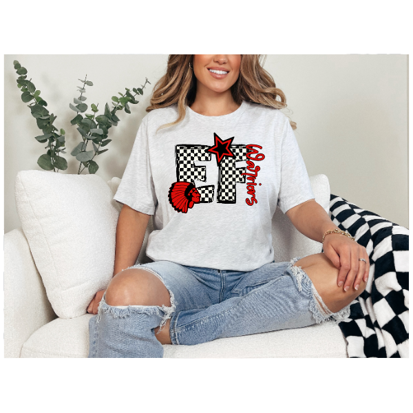 Black & White Checkered School Spirit - Moon Tshirt (Not Pictured)