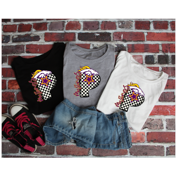 Black & White Checkered School Spirit - Moon Tshirt (Not Pictured)