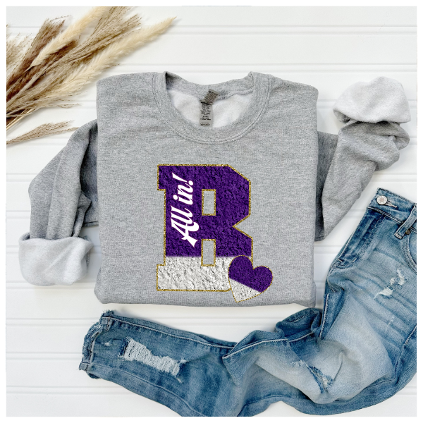 Printed School Spirit Varsity Letters - Baldwin All In Crewneck