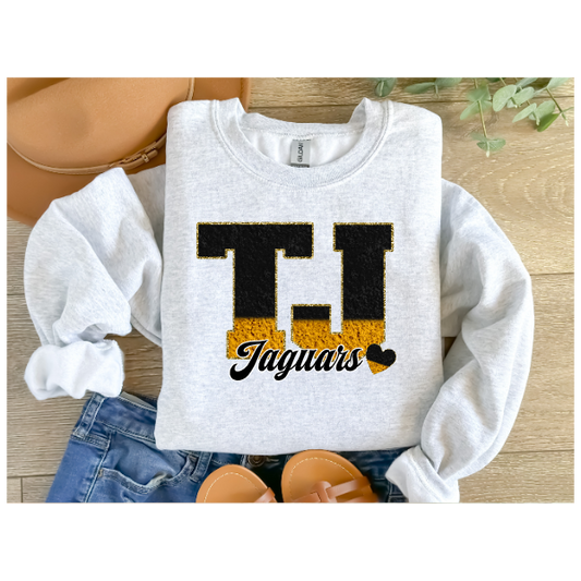Printed School Spirit Varsity Letters - TJ Crewneck