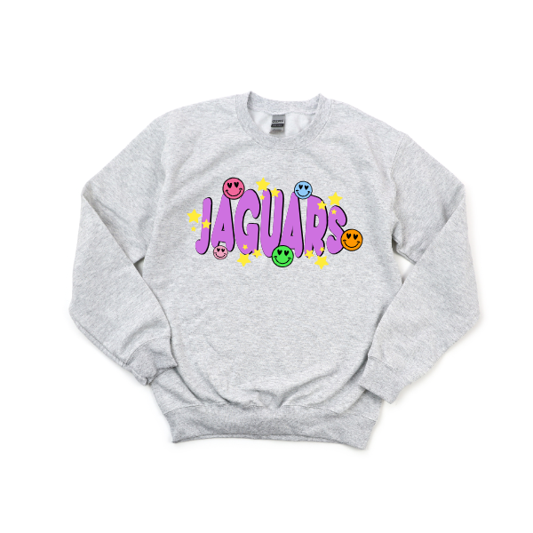 Jaguars Purple Smiley - Crewneck