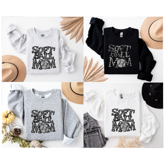 Softball Mom Rhinestone Crewneck