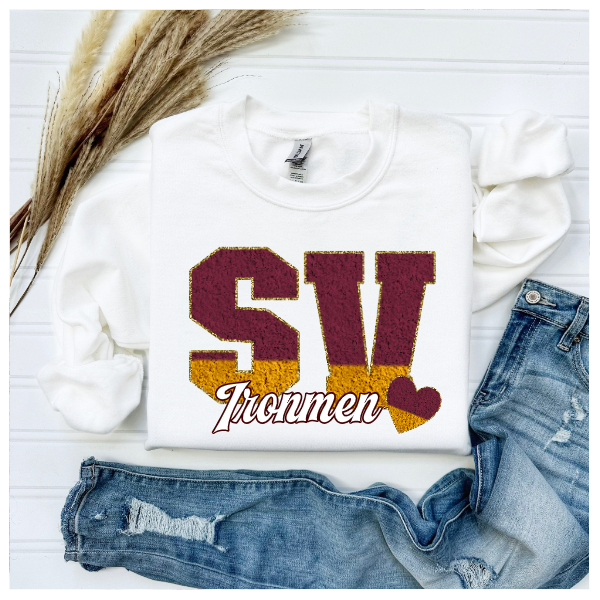 Printed School Spirit Varsity Letters - Steel Valley Crewneck
