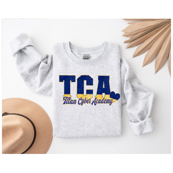Printed School Spirit Varsity Letters - Titan Cyber Academy Crewneck