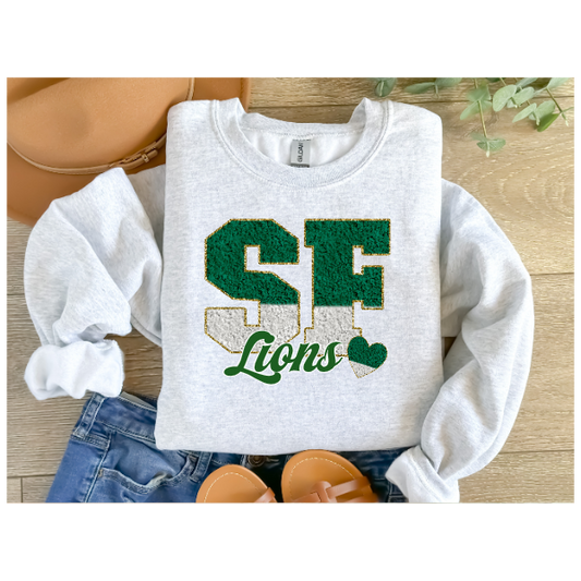 Printed School Spirit Varsity Letters - South Fayette Crewneck