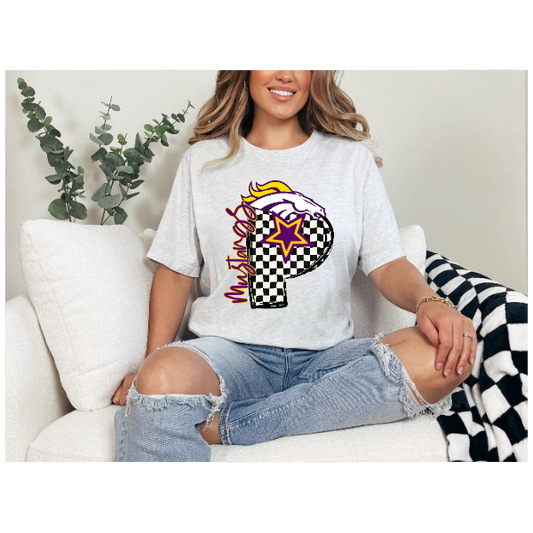 Black & White Checkered School Spirit - Plum Tshirt