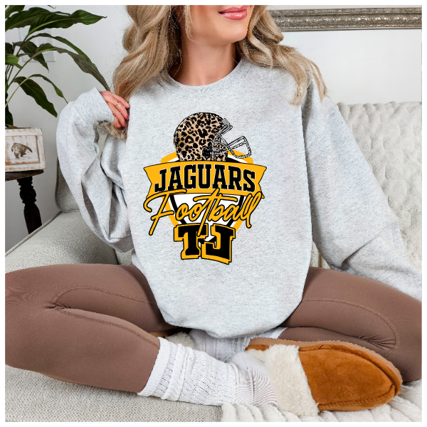 TJ Football Crest Crewneck - Leopard Football Helmet