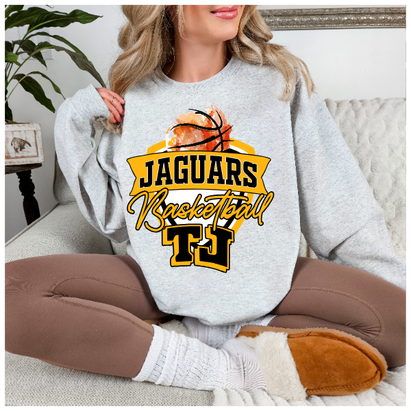 Tj Basketball Crest Crewneck - Watercolor Basketball