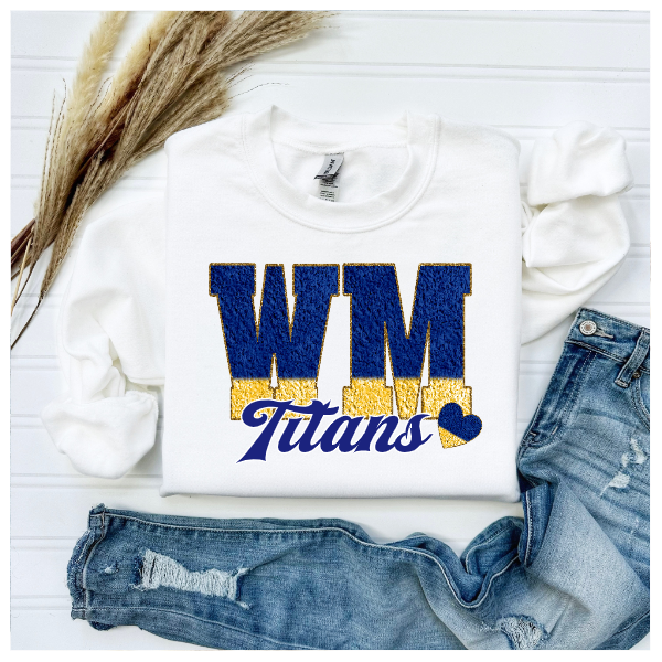 Printed School Spirit Varsity Letters - West Mifflin Crewneck