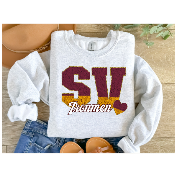 Printed School Spirit Varsity Letters - Steel Valley Crewneck