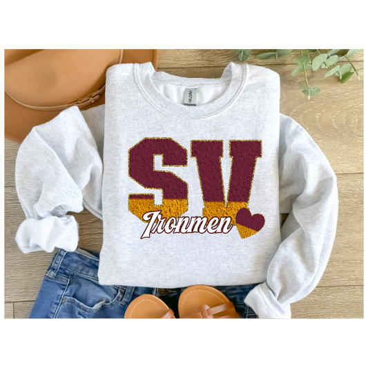 Printed School Spirit Varsity Letters - Steel Valley Crewneck