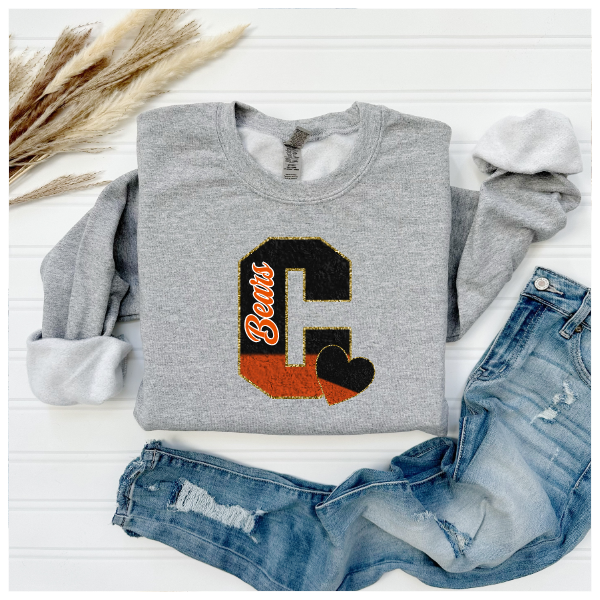 Printed School Spirit Varsity Letters - Clairton Crewneck