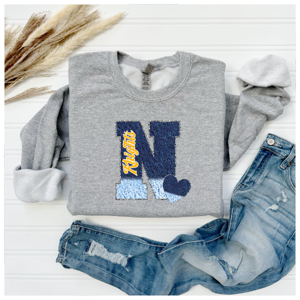 Printed School Spirit Varsity Letters - Norwin Crewneck