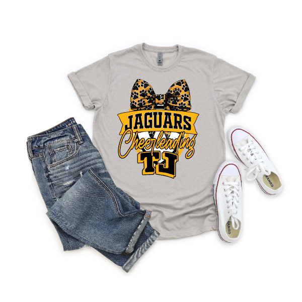 TJ Cheerleading Crest Tshirt - Paw Print Bow