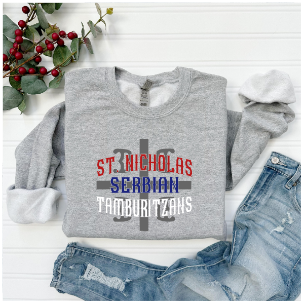 St. Nicholas Tamburitzans Crewneck Sweatshirt- CCCC - Design on Center
