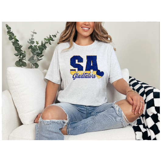 Printed School Spirit Varsity Letters - West Allegheny Tshirt (Not Pictured)