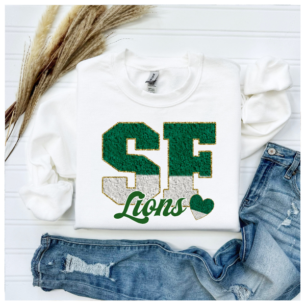 Printed School Spirit Varsity Letters - South Fayette Crewneck