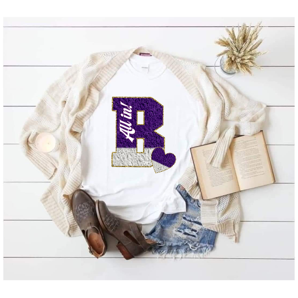 Printed School Spirit Varsity Letters - Baldwin All In Tshirt