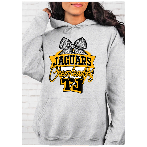TJ Cheerleading Crest Hoodie - Jeweled (Printed not real Jewels) Bow