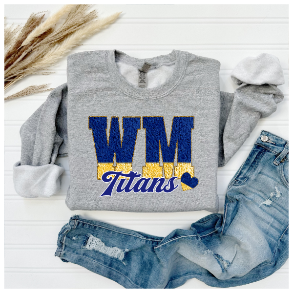 Printed School Spirit Varsity Letters - West Mifflin Crewneck