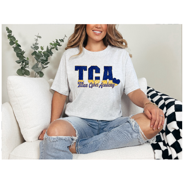 Printed School Spirit Varsity Letters - Titan Cyber Academy Tshirt
