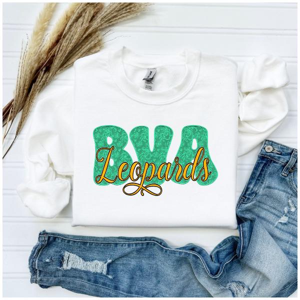Chantilly Lace - BVA Green Letters Crewneck