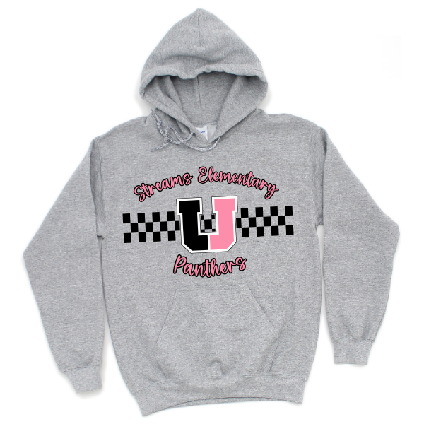 Pink Checkered USC Streams Elementary Panthers Hoodie