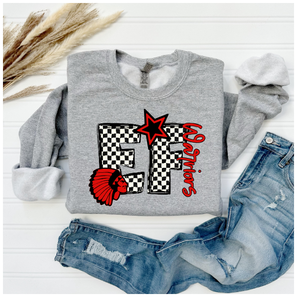 Black & White Checkered School Spirit - EF Crewneck