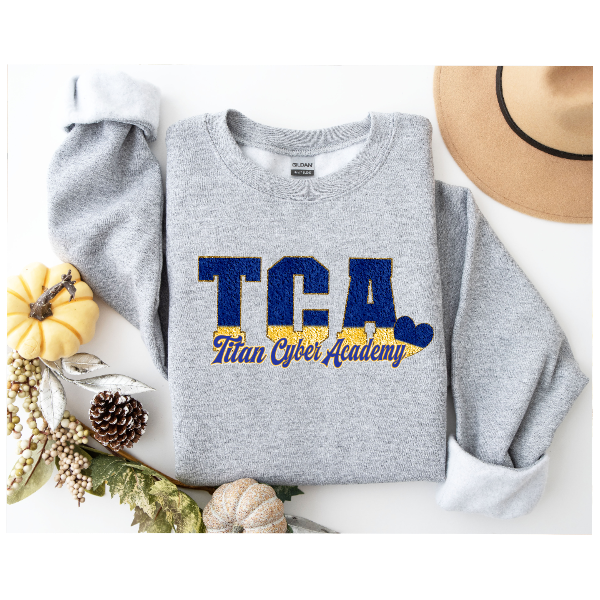 Printed School Spirit Varsity Letters - Titan Cyber Academy Crewneck