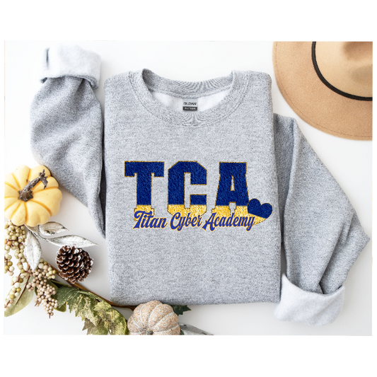 Printed School Spirit Varsity Letters - Titan Cyber Academy Crewneck