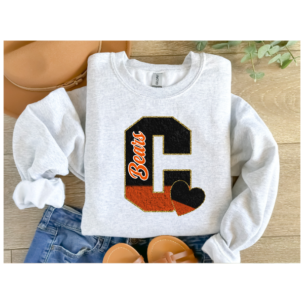 Printed School Spirit Varsity Letters - Moon Crewneck (Not Pictured)