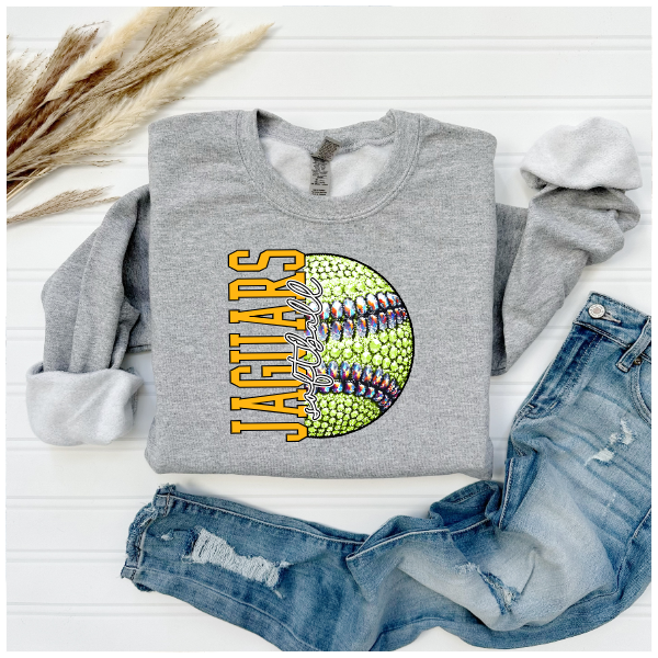 Softball Glitter Sparkles - Jaguars Crewneck