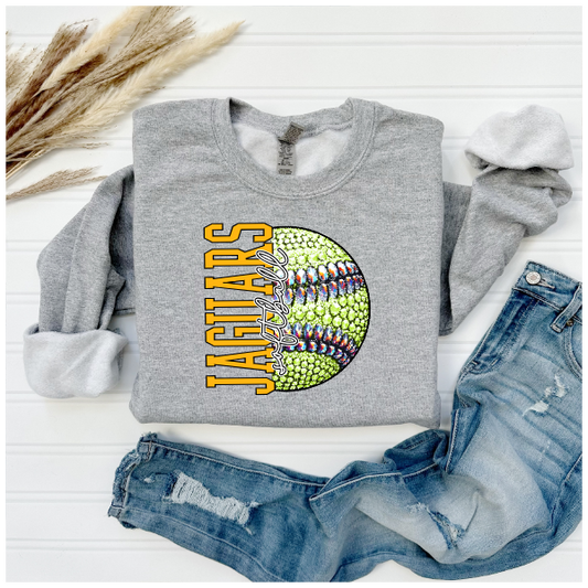 Softball Glitter Sparkles - Jaguars Crewneck