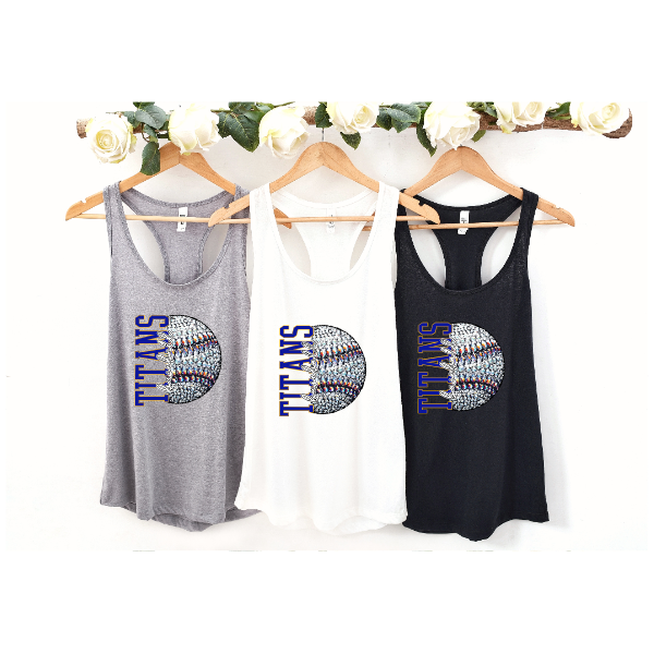 Baseball Glitter Sparkles - Next Level Tank Top West Mifflin Titans