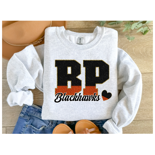 Printed School Spirit Varsity Letters - Bethel Park Crewneck