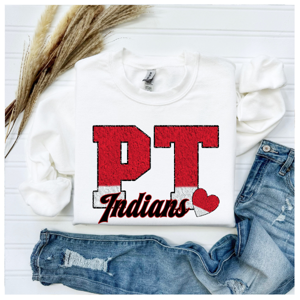 Printed School Spirit Varsity Letters - Peters Township Crewneck