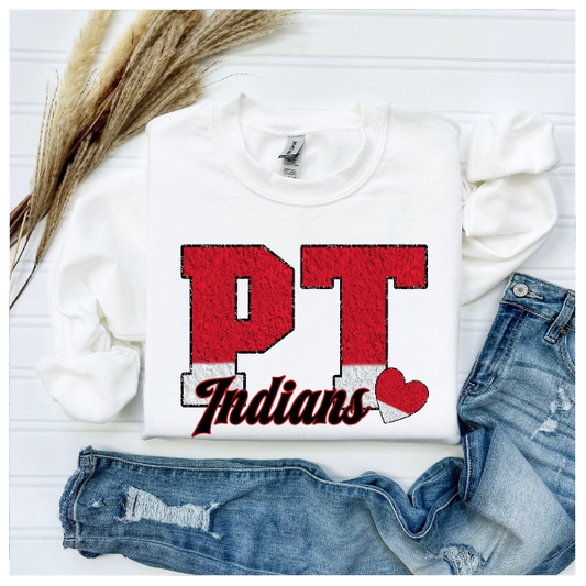 Printed School Spirit Varsity Letters - Peters Township Crewneck
