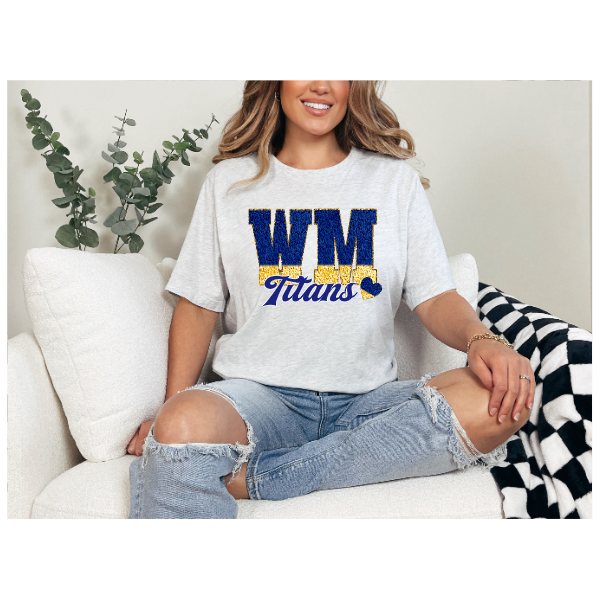 Printed School Spirit Varsity Letters - West Mifflin TShirt