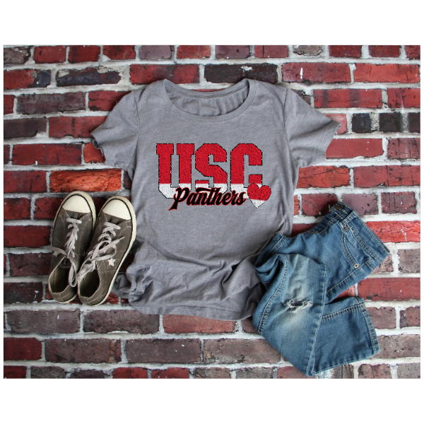 Printed School Spirit Varsity Letters - USC Tshirt