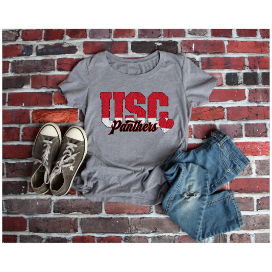 Printed School Spirit Varsity Letters - USC Tshirt