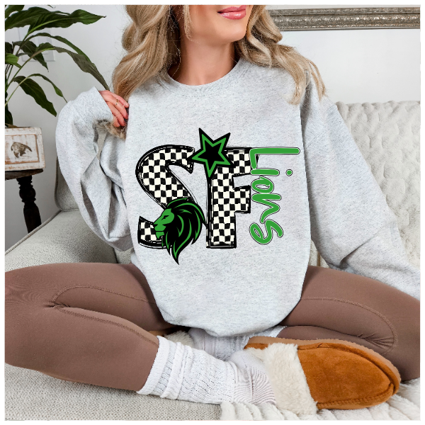 Black & White Checkered School Spirit - Mars Crewneck (Not Pictured)