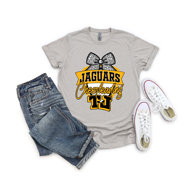 TJ Cheerleading Crest Tshirt - Jeweled (Printed not real Jewels) Bow