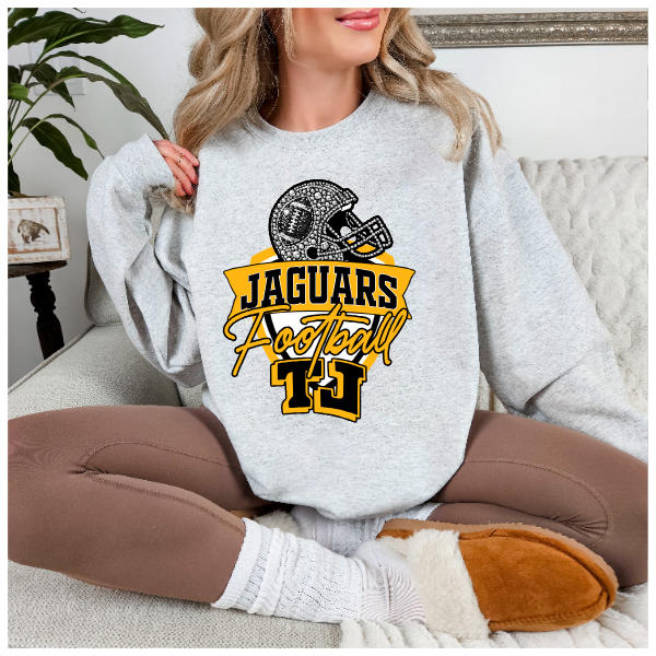 TJ Football Crest Crewneck - Jeweled (Printed not real Jewels) Football Helmet